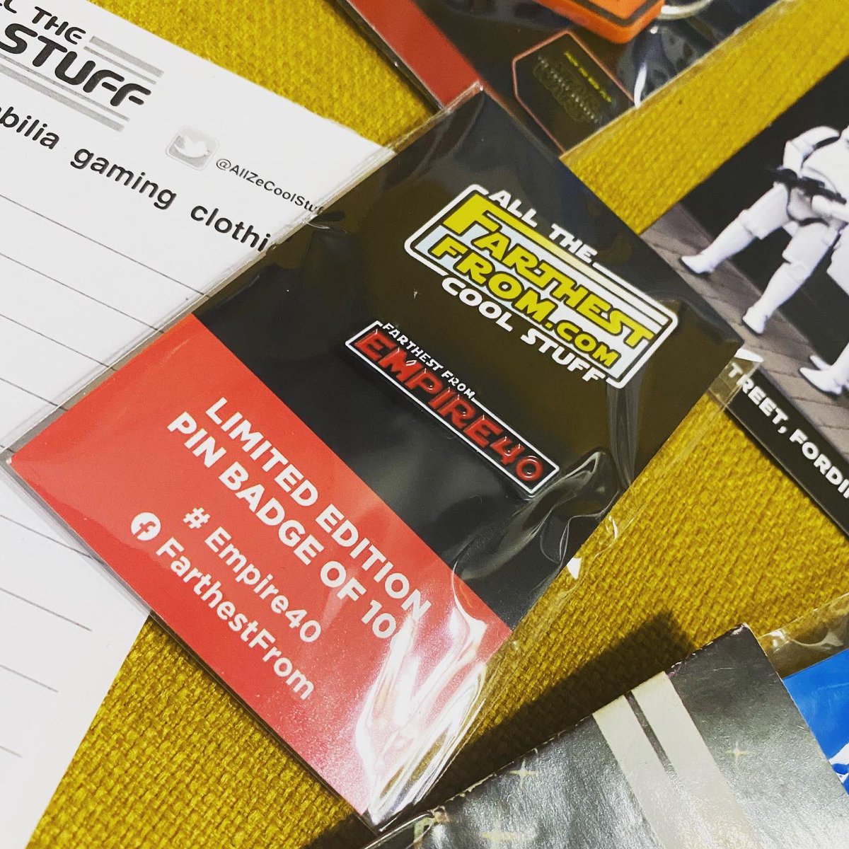 swtvrpodcast's tweet photo. Thanks to #AllTheCoolStuff for all the cool extra swag that came with this internationally shipped #Empire40 pin! If you haven’t yet watched the #Empire40 panels, you can find them all on your the AllTheCoolStuff YouTube channel! 🍿@Farthest_From https://t.co/WkjcjgYDo4