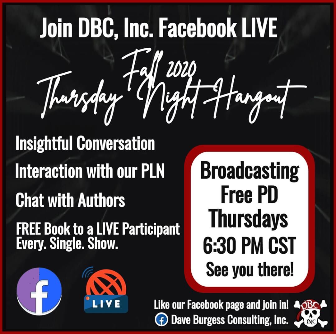 burgessdave's tweet photo. Join us on the @DBC_inc Facebook page at 6:30pm Central TONIGHT for a FB Live!!! @TaraMartinEDU will be teaching #booksnaps for use with multiple subjects!! New to BookSnaps? Be there! Experienced? You can still learn more straight from the creator herself! #tlap #leadlap https://t.co/MqtRIPezjF