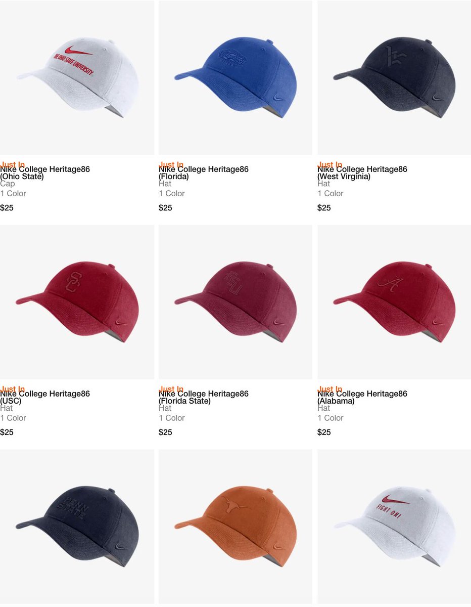 nike college hats