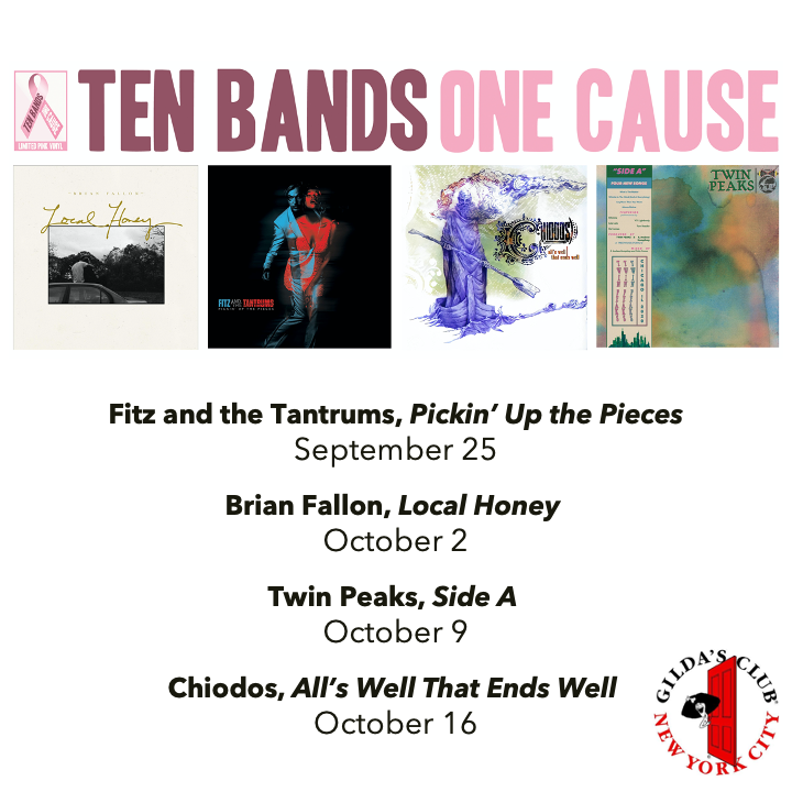 GildasClubNYC's tweet photo. #TenBandsOneCause is back featuring titles by artists including, @FitzAndTantrums, Brian Fallon, @TwinPeaksDudes, and @Chiodos - more details including release dates and how to purchase available here: https://t.co/Yfy8CN7pdH #GildasClubNYC #CancerSupport https://t.co/nET4AqaDc7
