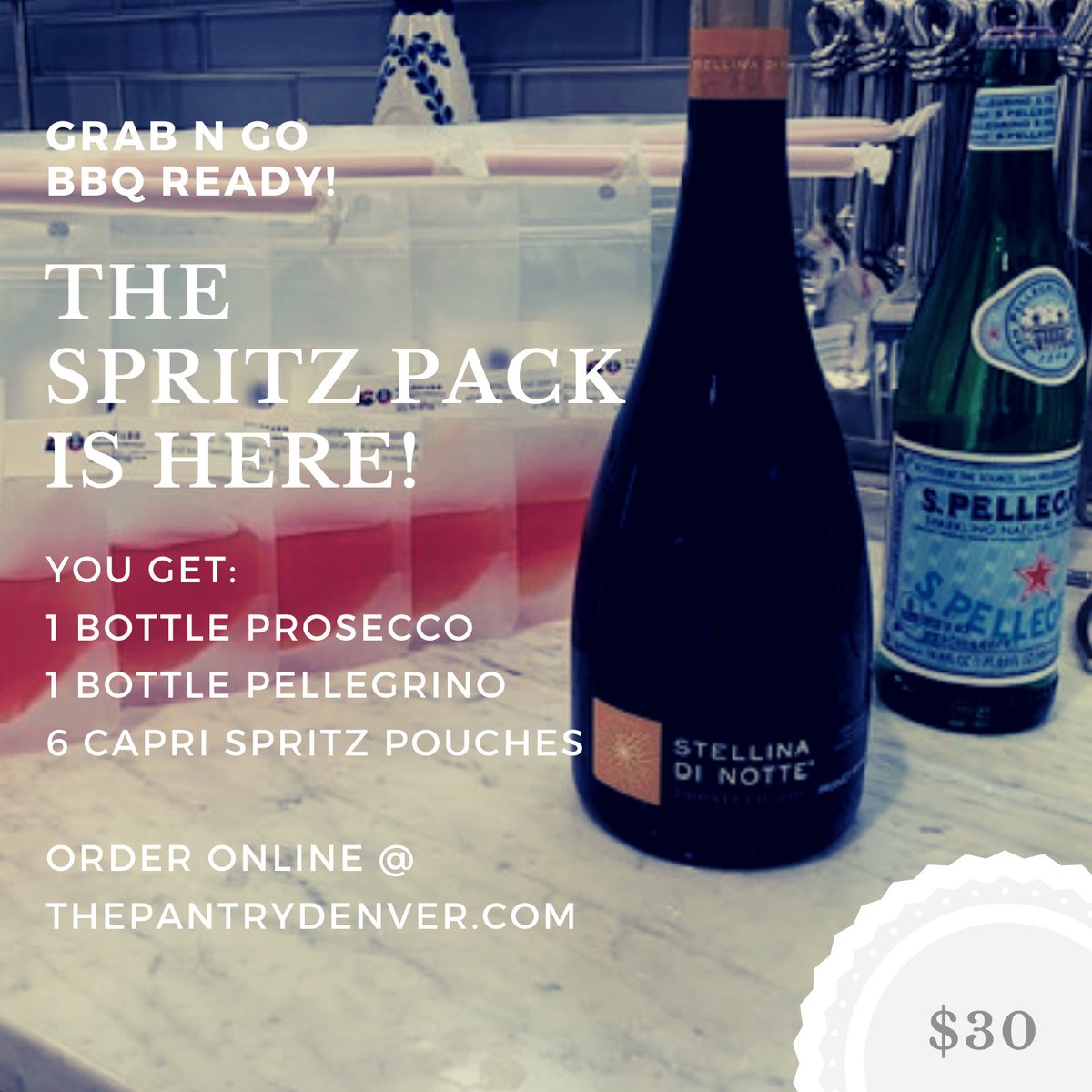 Looking for a Thursday pick me up? Get a spritz pack and enjoy it with your friends! thepantrydenver.com/blog/2020/07/1…