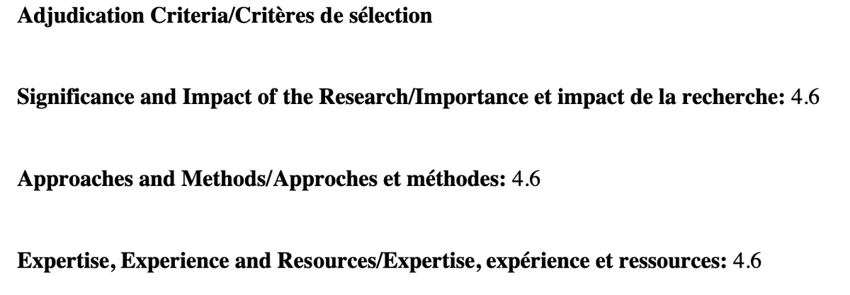 2. I was thinking about this looking at the previous reviews for my CIHR grant. The reviewers gave me an avg. score of 4.52 which would have put me very close to the funding range but mysteriously my score ended up as 4.38 (not fundable). How did this happen? I will never know.