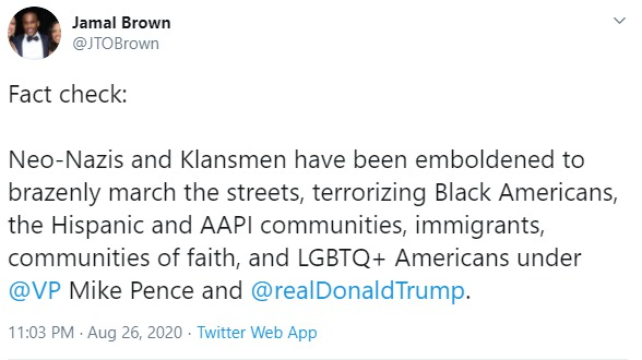 Meet Jamal Brown ( @JTOBrown), National Press Secretary for Biden 2020. Jamal's whole thing is that he lies all the time. Biden's campaign has paid Jamal $97K YTD for his services. https://twitter.com/JTOBrown/status/12988184183685447686/