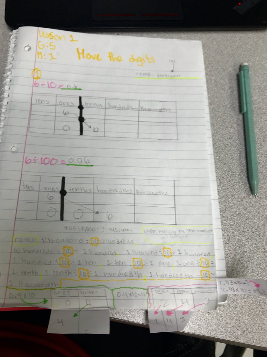 loe_little's tweet photo. When your mobile student’s doing decimals week 1 and so proud she sends you her notes. @HHCS_Hawks #notetaking @CSUSAhq #TeacherStrong https://t.co/UITwQkaiZx