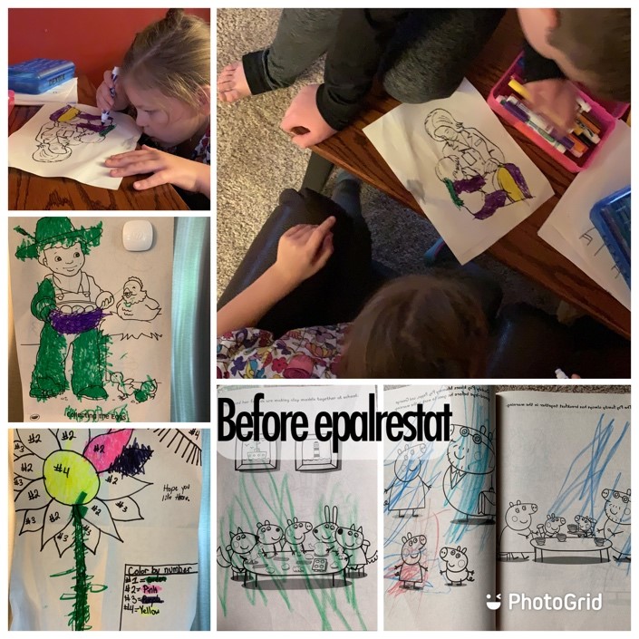 Maggie’s fine motor has steadily improved. Most striking is her coloring. She only scribbled before but now colors in the lines! To great detail! You can see before and after pictures in this post. It stopped me in my tracks when I looked at the pictures she’s colored.