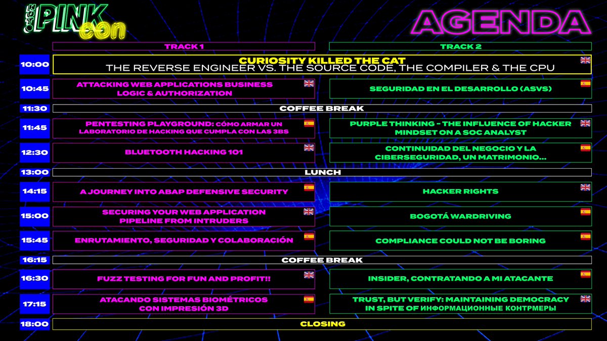 Check out this amazing lineup! 🤩🙌 Don't miss out on NotPinkCon this Saturday! 🔥 Register here: notpinkcon.eventbrite.com.ar
.
¿Ya viste el increíble lineup que tenemos preparado? 😍💣 ¡No te pierdas la NotPinkCon este sábado! Inscribite aquí: notpinkcon.eventbrite.com.ar