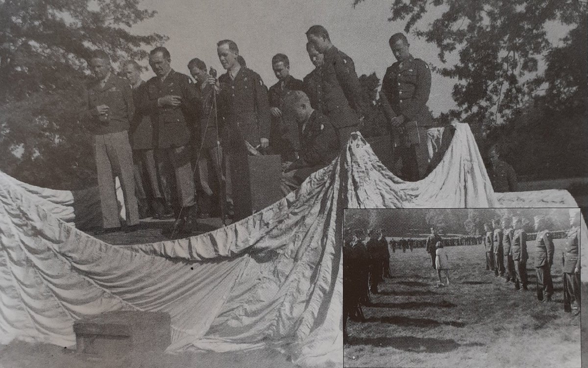 Chaplain Tilden McGee (pictured on the podium with General Taylor and Colonel Sink to his right) gave a talk and then read the regimental prayer, written by Lt. James Morton (prayer pictured)General Taylor then made a speech as a fly by formation of C47's passed overhead. 4/