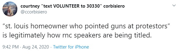 Meet Courtney Corbisiero ( @ccorbisiero), Deputy Organizing Director for the Biden campaign. Courtney doesn't believe in the right to defend yourself against an angry mob trespassing on your property. Biden's campaign has paid Courtney $98K YTD. https://twitter.com/ccorbisiero/status/1298073305199542274?s=2013/