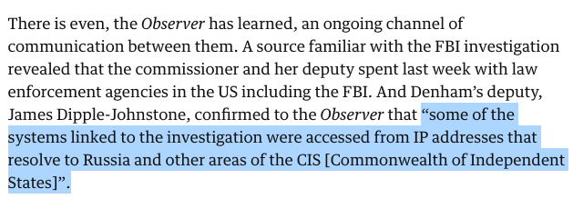The Senate Intelligence Report last week said that it did not have access to evidence from the UK authorities. And it presumably means we will now never know any more about this? The accessing of files from 'IP addresses in Russia & other areas of the CIS'.