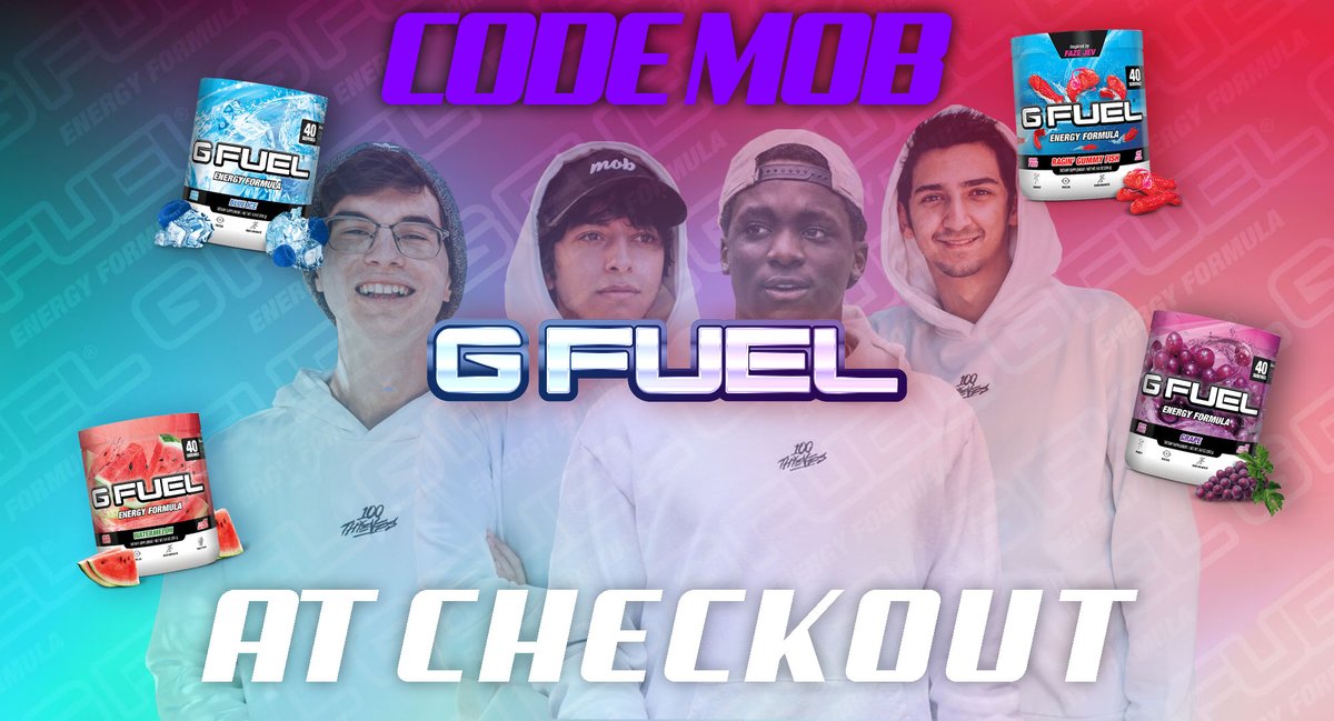 ShakeyVisuals's tweet photo. Advertisement for @GFuelEnergy x @TheMob
#UseCodeMob #Stability #100TMilkshakes https://t.co/4eBMIo5RxM