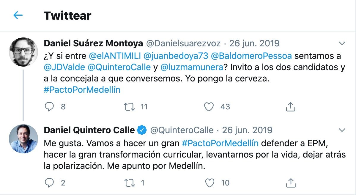 Danielsuarezvoz's tweet photo. Tan buenas esas épocas en que @QuinteroCalle era más abierto al diálogo y menos a crear mensajes tergiversados.
https://t.co/C3d5sNID5o
Desde la veeduría (no revocatoria) esperamos que tenga esta misma intención.
Saludos alcalde. https://t.co/fwxHpT368g