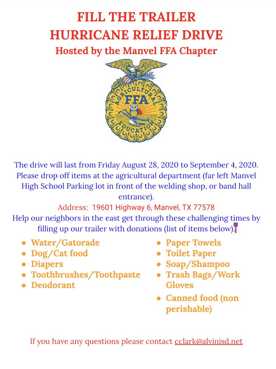 In true Hoka Hey spirit! Support the Manvel High School FFA chapter! 
Stronger Together!  <a href="/Manvel_FFA/">Manvel FFA</a>
