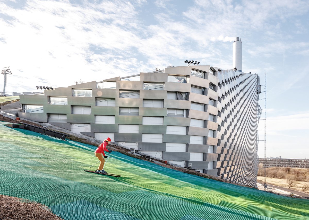 6/ Copenhill in Copenhagen - a ski mountain on top of a waste power plant!