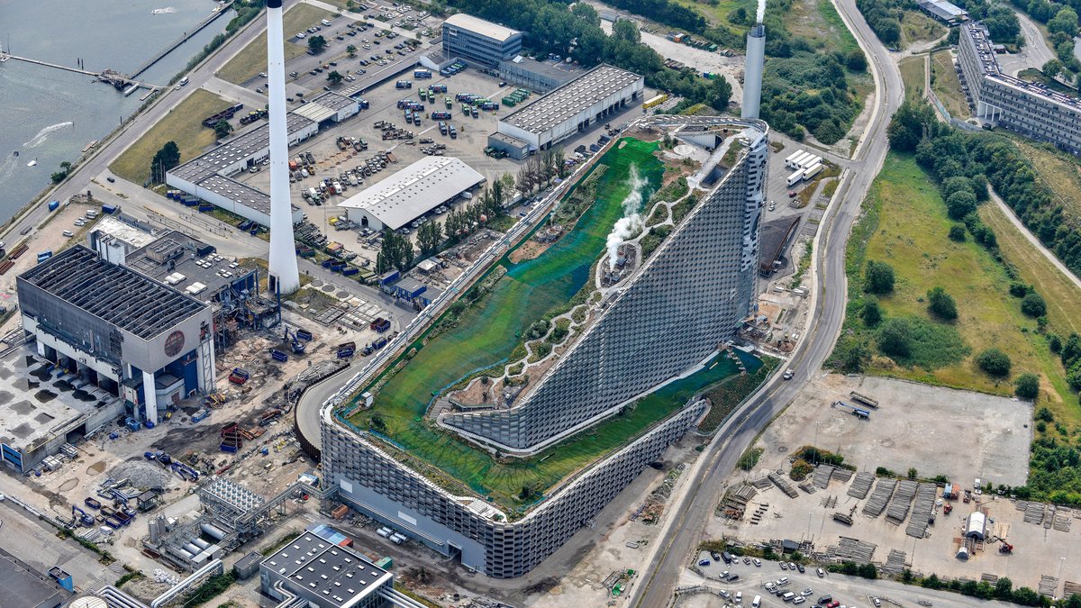 6/ Copenhill in Copenhagen - a ski mountain on top of a waste power plant!