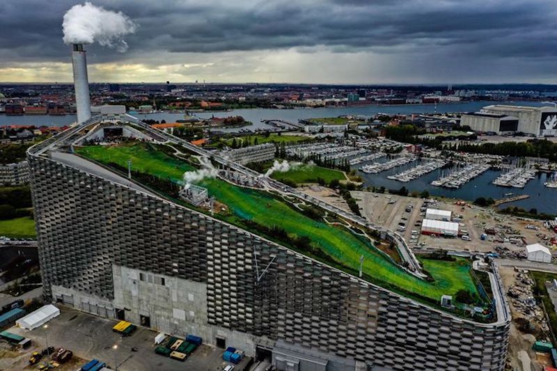 6/ Copenhill in Copenhagen - a ski mountain on top of a waste power plant!