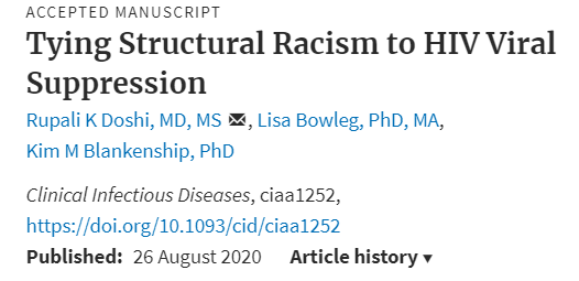 ACCEPTED MANUSCRIPT "Tying Structural Racism to HIV Vir