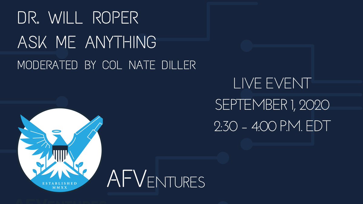 Mark your calendars 📅! Next Tuesday, Dr. Will Roper will be hosting an "Ask Me Anything" event on #AFVentures from 2:30 - 4 p.m. EDT. Tune in live on our YouTube channel: youtube.com/watch?v=3Jiw_W…