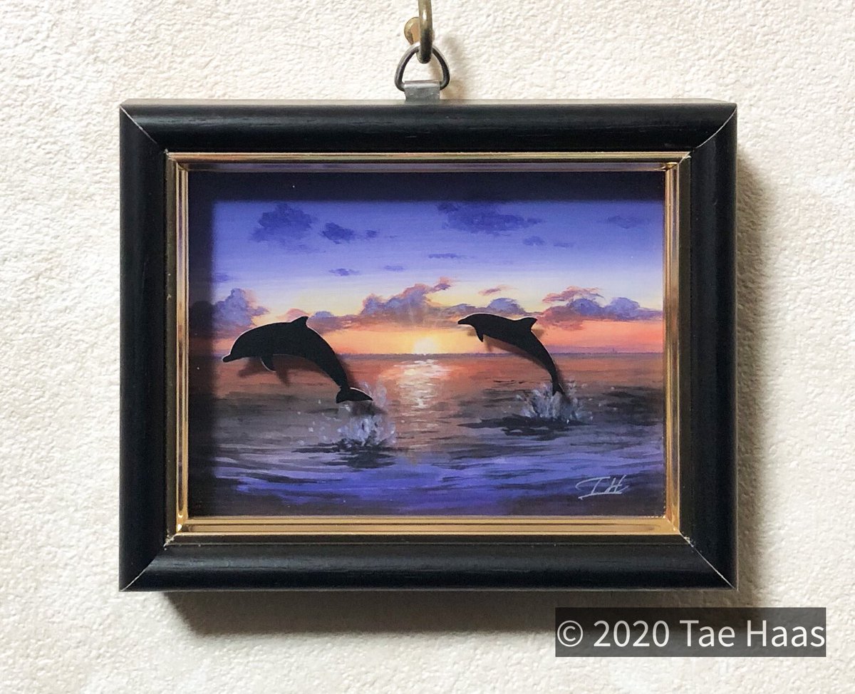 ハース代恵 イルカさん 切り絵 アクリル画