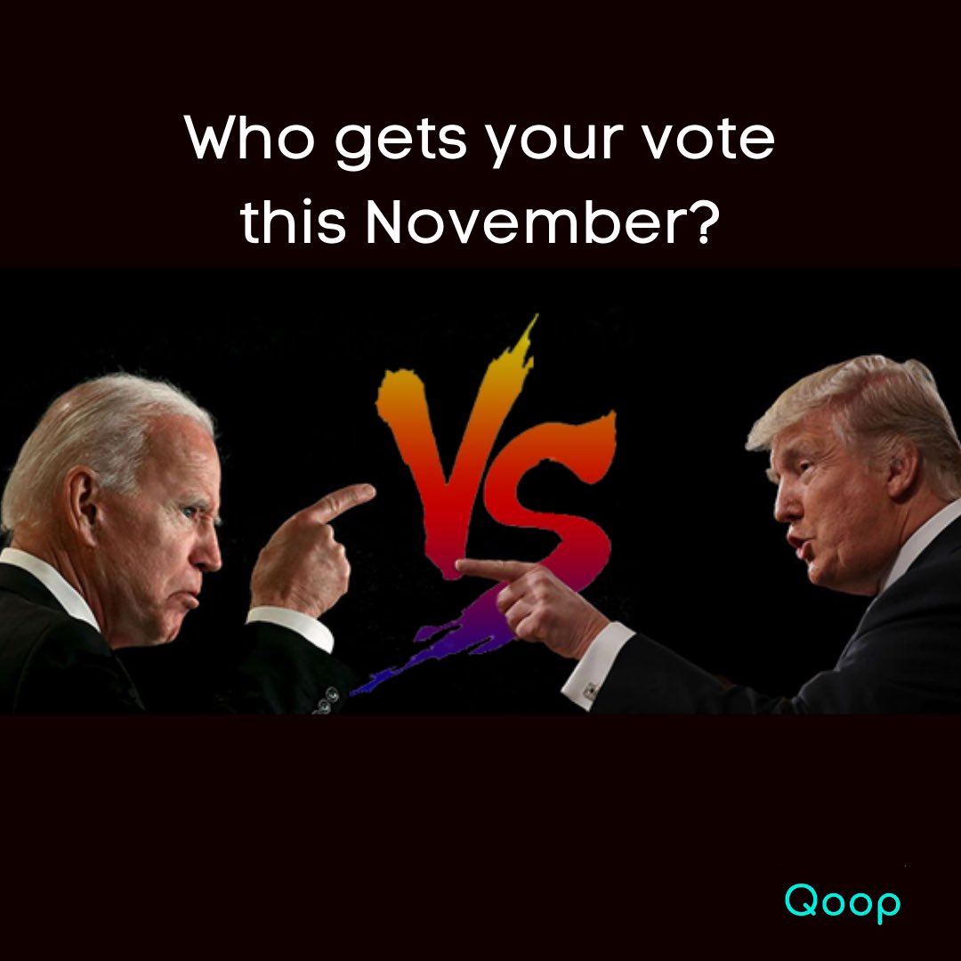 qoopofficial's tweet photo. 83% of registered #voters say that it “really matters who wins” the #presidentialelection, higher than the share who said this at similar points in any prior presidential elections. #Vote on the #Qoop App to see how people will be voting this November. #biden #trump https://t.co/wt9ixJqFic
