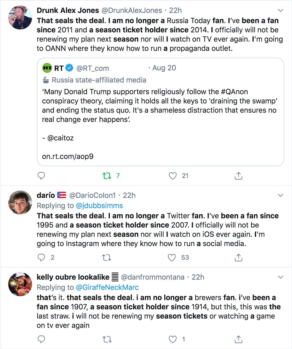 What's up with all these extremely similar tweets from enraged former fans/season ticket holders?  #Copypasta  #ThursdayThoughtscc:  @ZellaQuixote