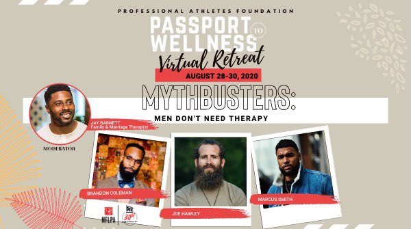 This weekend during our #pafwellnessretreat, we're introducing our new series "MythBusters: Men Don’t Need Therapy". In this space, Players will debunk myths surrounding men seeking support with their mental health.