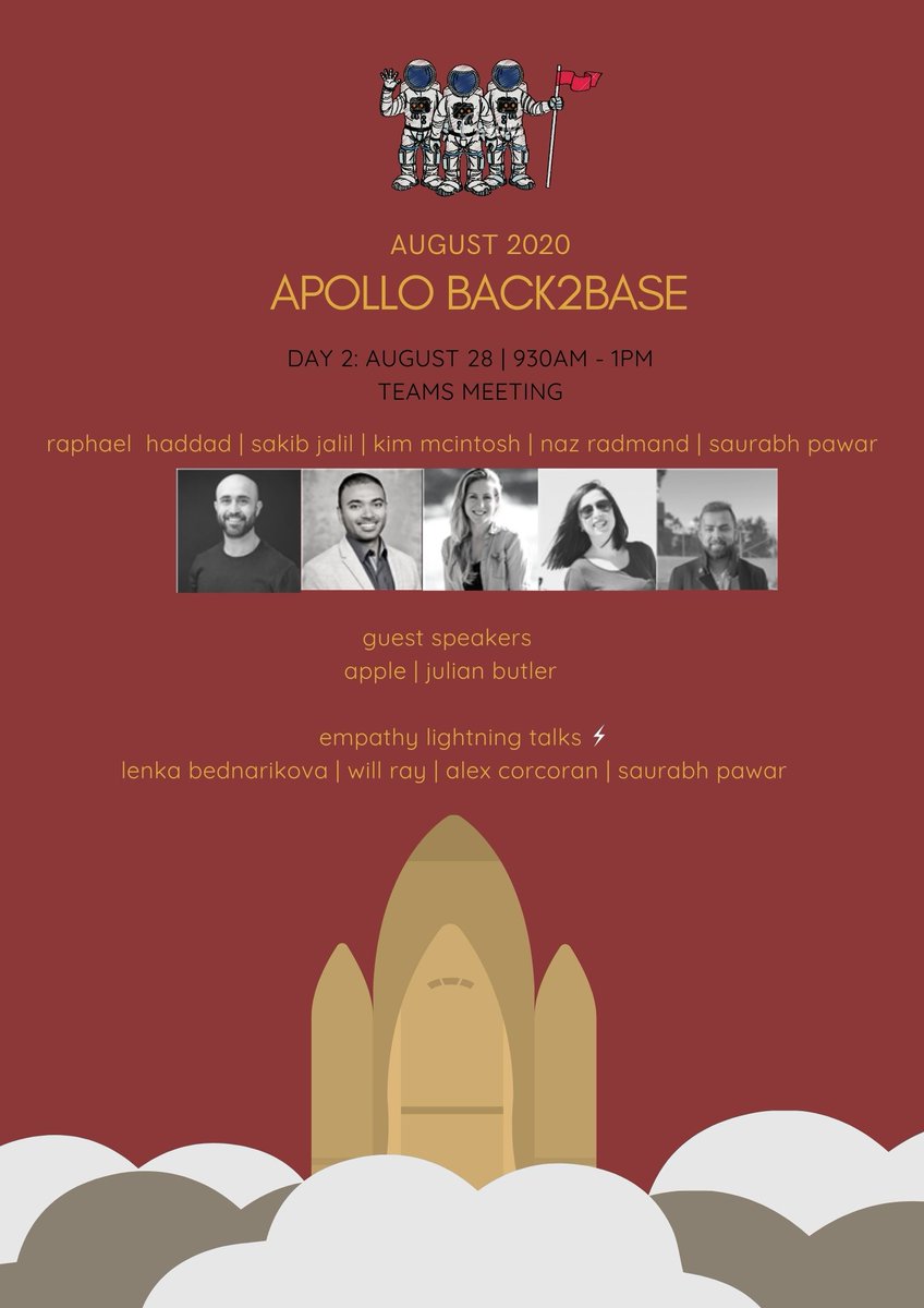 🚀👩‍🚀 Day 2 of our <a href="/TelstraPurple/">Telstra Purple</a> #ApolloSquad digital Back2Base 🥳 Can’t wait to hear from today’s guest speakers with extra ⚡️ talks on the topic ‘empathy’ from @LenkaBednarik <a href="/_WillRay/">Will Ray</a> Alex Corcoran &amp; <a href="/SawRubb/">Saurabh pawar</a> #GoTeam