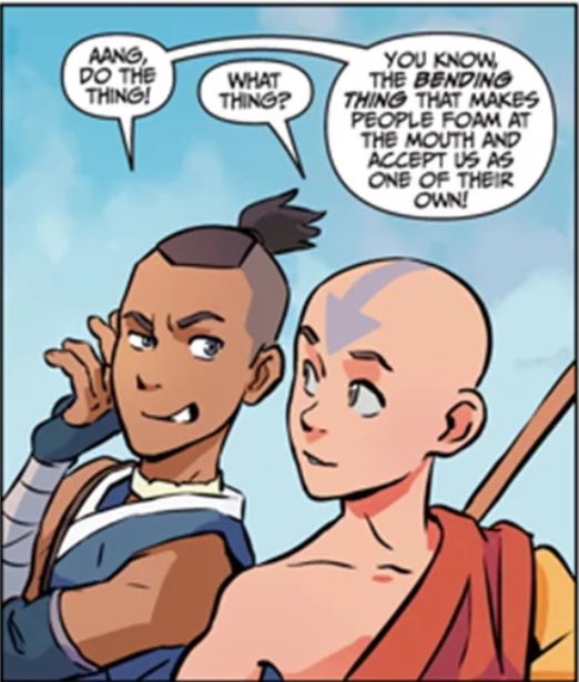 not to mention sokka telling aang to "do the thing!" to wow and impress other people with aang's airbending tricks the same way varrick tells zhu li to "do the thing!" which is either to help him or to impress others the same way sokka did it!