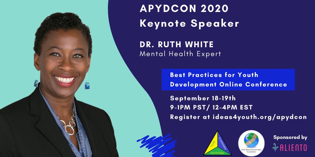 ideas4youth's tweet photo. We are excited to have Dr. @ruthcwhite as the #APYDCON Keynote Speaker! Dr. White is an #educator & advocate. She has been a #mentalhealth contributor on KRON4 Bay Area during the COVID19 pandemic & racial justice protests. Join us Sept.18-19. Register at https://t.co/yDopFPgIDj https://t.co/qkzIk4UBSW