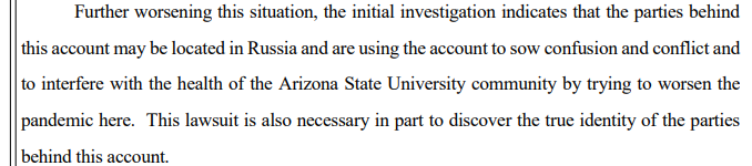 Meanwhile Arizona State's sad, low-energy complaint claims that the shitposting account may be a Russian bot here to sow division