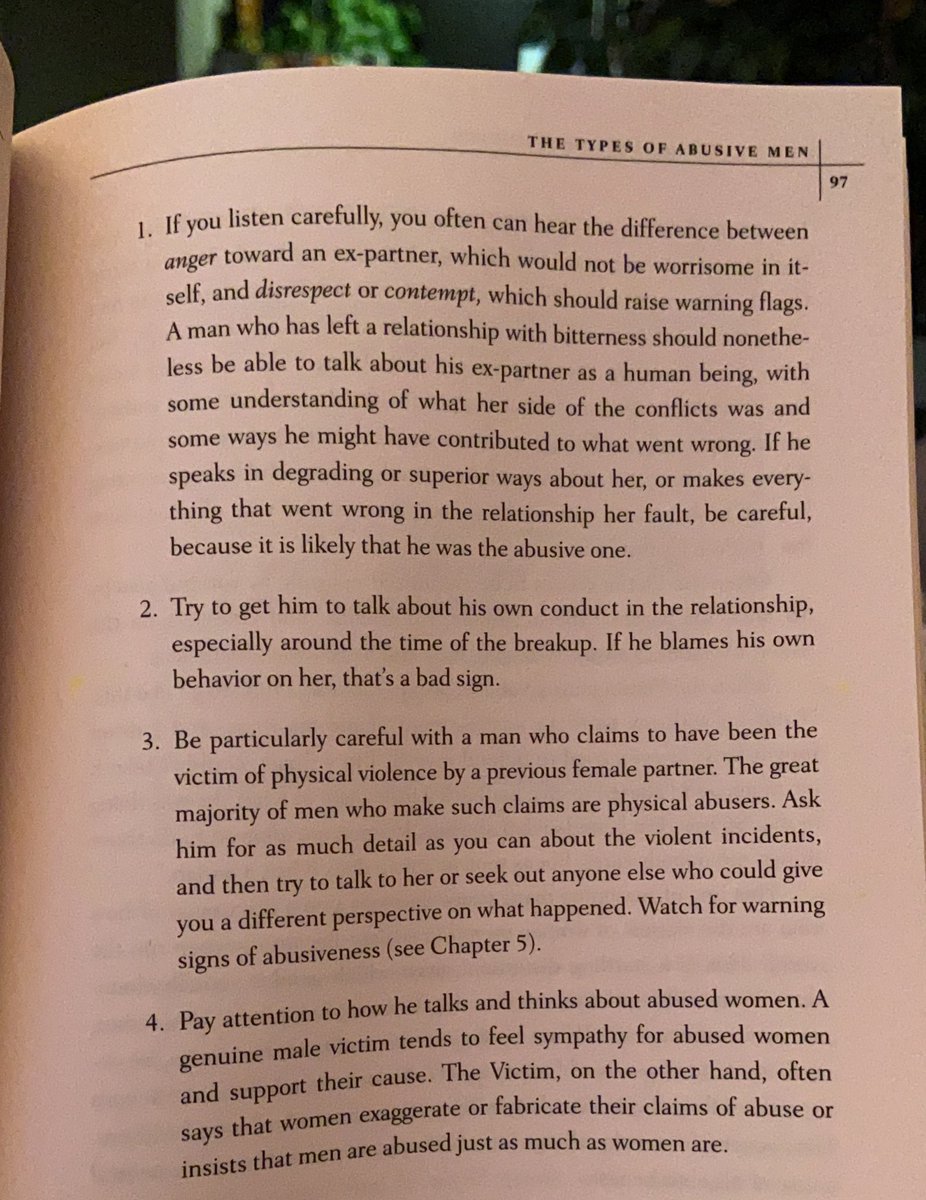 The last abuser I’ll highlight is “The Victim” (there are many more outlined within the chapter).The Victim tells persuasive & heart-rendering stories about how they were abused by their former partner & can successfully enlist you in belittling or harassing their ex-partner.
