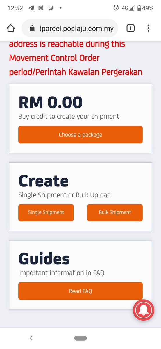 then, search dekat google ,"Send parcel". and tekan sign up utk register . dah settle login . korang pilih la either single shipment or bulk shipment. okey let say tekan single shipment, dia akan mintak details . isi je la all details required.