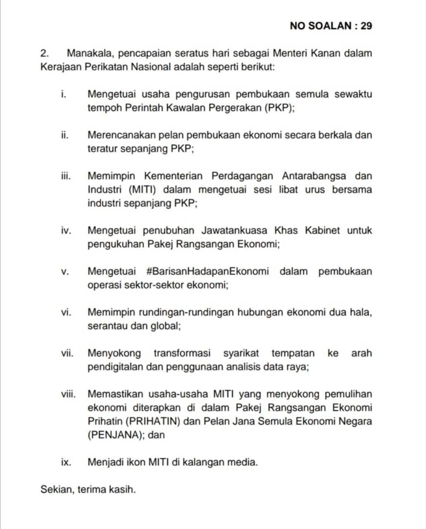 In a parliamentary reply on the 14th of August 2020 to a question by Kluang MP,  @WongShuQi , one of the “achievements” of the MITI Minister, Azmin Ali, was his claim to be a MITI “Icon” among the media.(1/n)