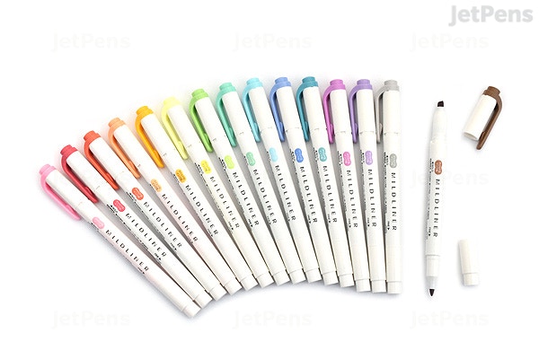 zebra mildliners double-sided highlighters-like highlighters but better!-more muted and pastel colors & aren& #39;t as bright -great for taking notes!-comes in a wide array of colors!!