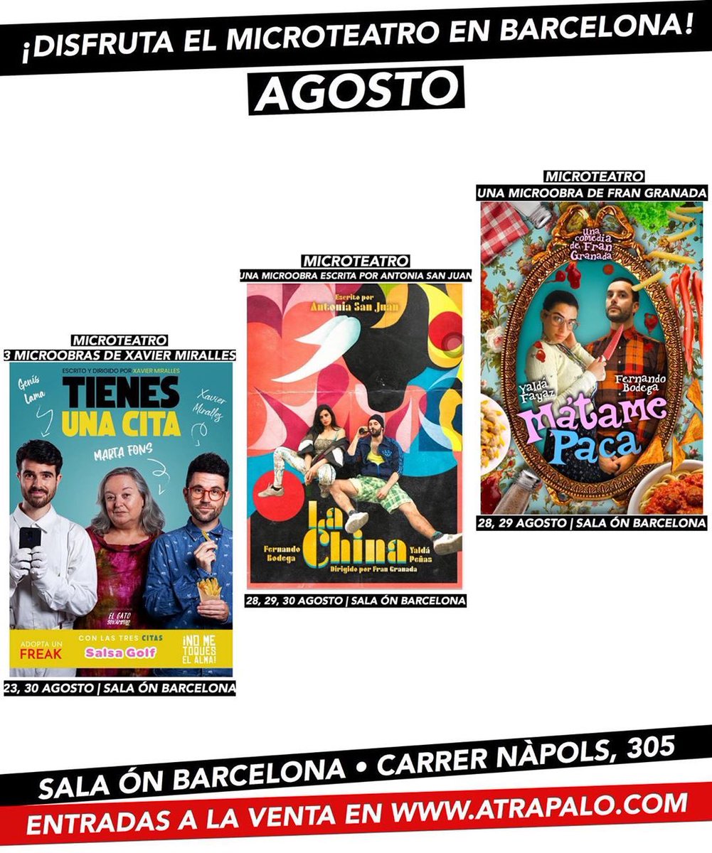 microdgustacion's tweet photo. MICROTEATRO EN BARCELONA • Ven a disfrutar las obras de microteatro en Sala Ón Barcelona. Escritas por @frangranadafilm @Antoniasanjua y @Xavier_Miralles entradas a la venta en https://t.co/c6yp0tvUaN @atrapalo 😎🥳🤩🤪😉😇😂😀😆🥰😃😅😌😜 #microteatro #microteatre #bcn #teatre https://t.co/uMk33MsJsh