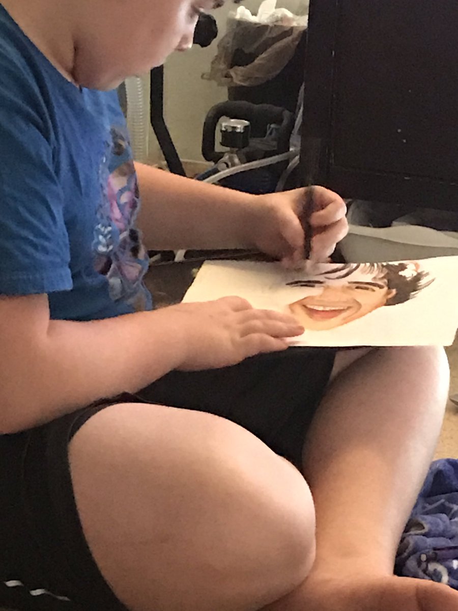 PF_Scissorhands's tweet photo. @DavidDobrik I was told to share to you. My 12 year old son attempted a portrait with colored pencils for the first time ever. He is 100% self taught and is so passionate about his artwork https://t.co/DnwAwxgSSz