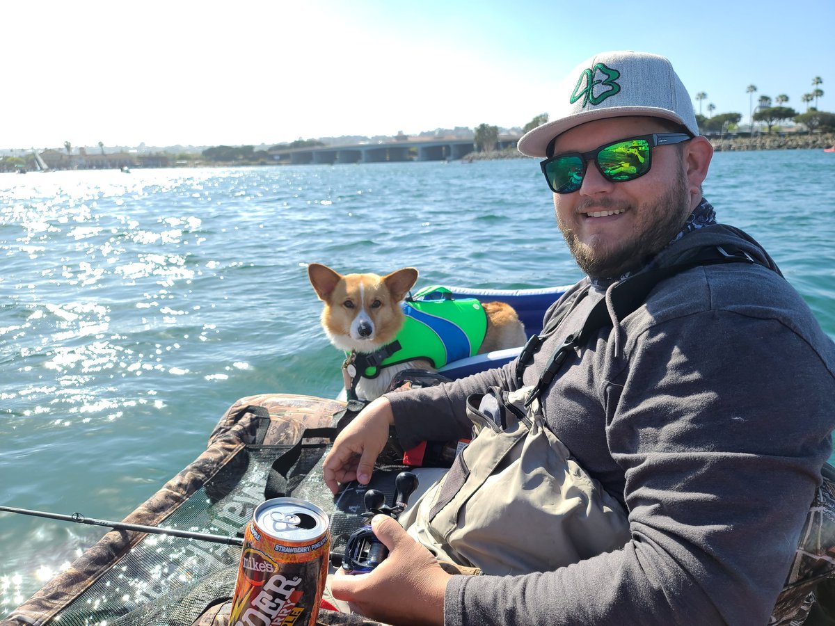 marcTHEaaron's tweet photo. @thatnerdviolet Badger and I fishing. 
I got loads of pet pics https://t.co/21B3EubSkd