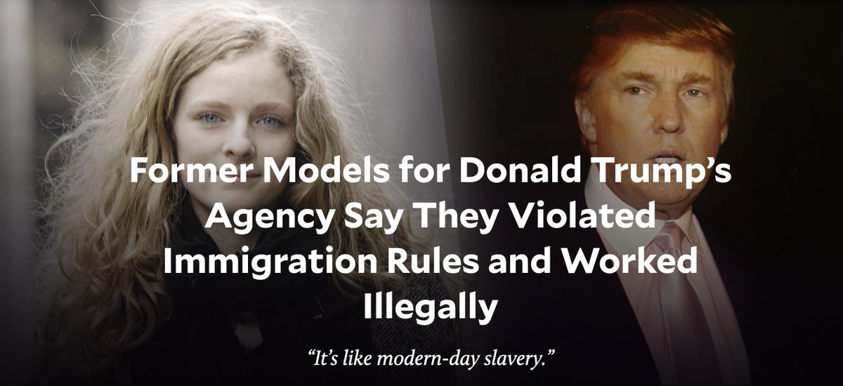 "Donald Trump is a huge warrior against human trafficking"  https://www.motherjones.com/politics/2016/08/donald-trump-model-management-illegal-immigration/