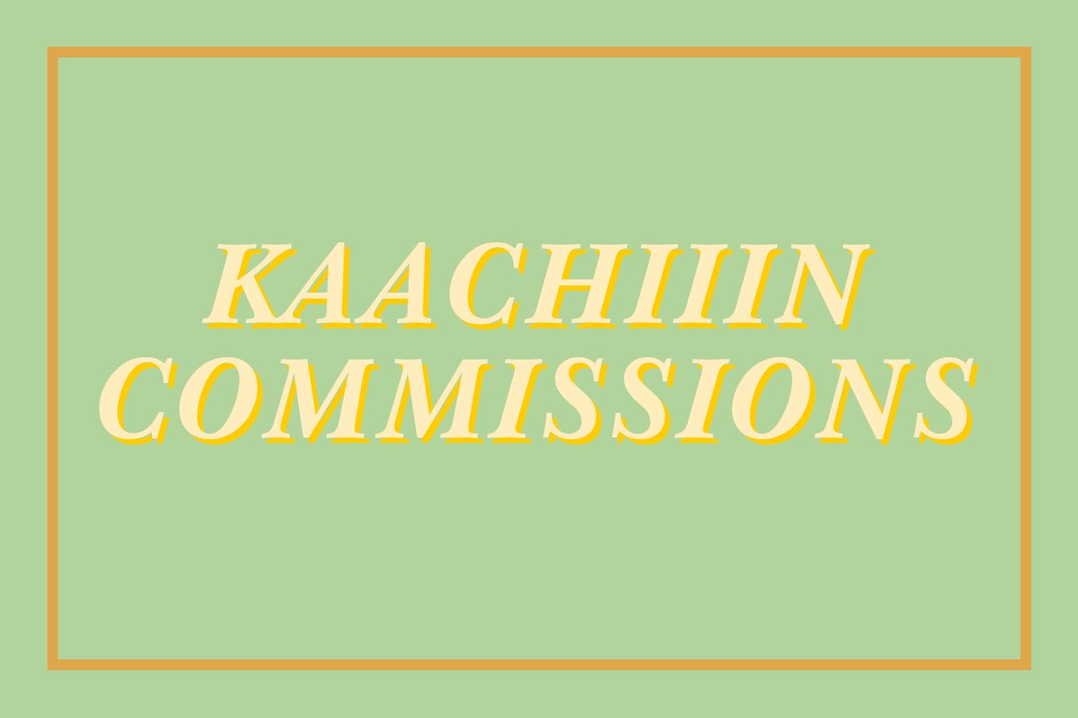 Life isn't kicking my ass quite as hard anymore so I'm taking commissions again! If you're interested feel free to dm here or email me at kaachiiin@gmail.com!

rts are appreciated :-))

https://t.co/aghbnRDMyp

[#commissions #commissionsopen]

(reupload bc there was a typo lmao) 