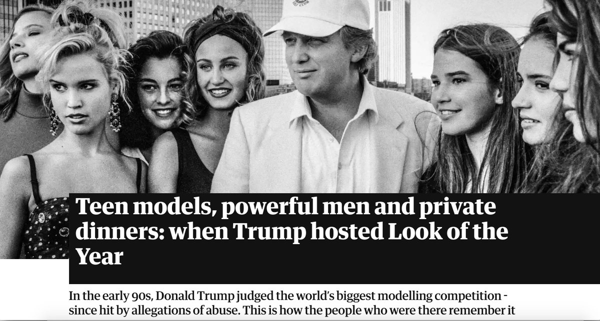 "Donald Trump is a huge warrior against human trafficking"  https://www.theguardian.com/us-news/2020/mar/14/teen-models-powerful-men-when-donald-trump-hosted-look-of-the-year