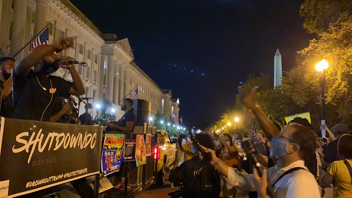 The GoGo truck is LOUD. And here’s some context of how close we are to the South Lawn where Trump is expected to give his nomination speech. Lmk if you can hear it on the broadcast!  #DCProtests