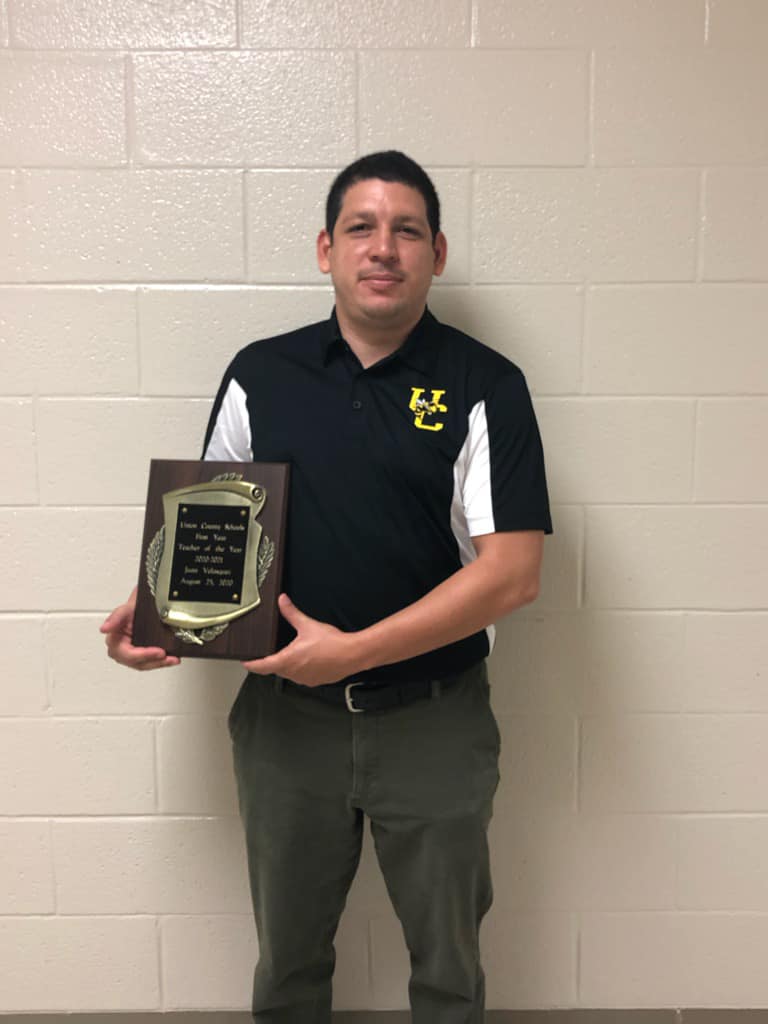 ucsdsc's tweet photo. Congratulations to Mr. Juan Velasquez for being named the Union County Schools 2020-2021 “First Year” Teacher of the Year! Mr. Velasquez teaches Spanish at Union County High School. https://t.co/jJxK2tfnky