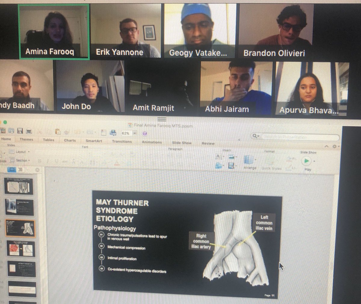 yourchocdoc's tweet photo. POWER HOUR on tonight’s @SIRRFS vascular #caseconf. Great discussions underway on real word challenging cases: efficacy of unilat w/ #PAE + BackTable #EVAR, #DVT, + optimal med management @VISLAMDSCAIP @BOlivieriMD @amitramjitMD @AminaFarooqMD @erikyannone @AndyBaadh https://t.co/BT4lDF6gLU