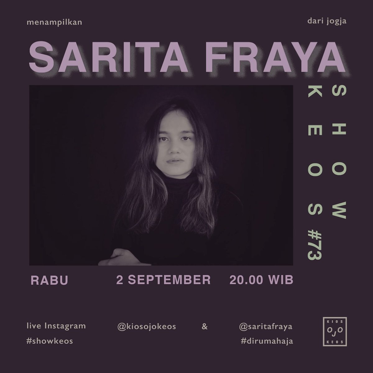 Hi friends.. hari rabu tgl 2 september jam 8 malam aku bakal live di ig bareng kiosojokeos. Live pertama setelah sekian lama. Walau ga live beneran.haha.. yg selo mampir ya!