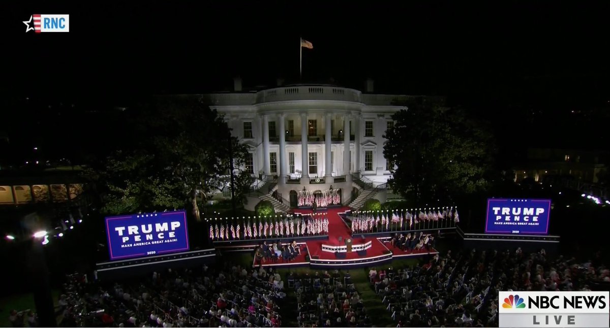 mitchellreports's tweet photo. A modest gathering on the South Lawn of the White House where Ronald Reagan greeted Gorbachev. Bill Clinton brokered peace and a handshake between Rabin and Arafat. And Donald Trump held a political convention... https://t.co/58PpMOoKki