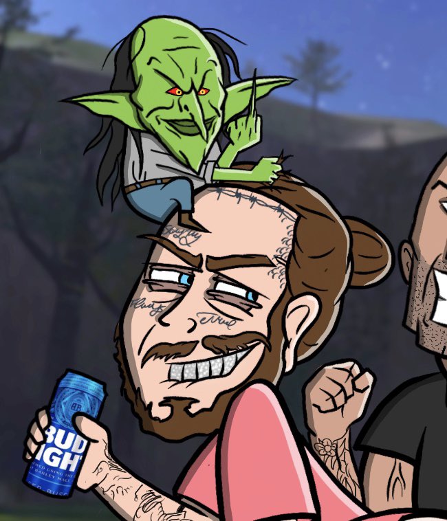 RobertWCochran's tweet photo. Hey maybe @PostMalone could make this his profile picture 🤷🏼‍♂️ 🤞🏻 #PostMalone #nekrogoblikon #budlight #joerogan https://t.co/ibOezQwhBj
