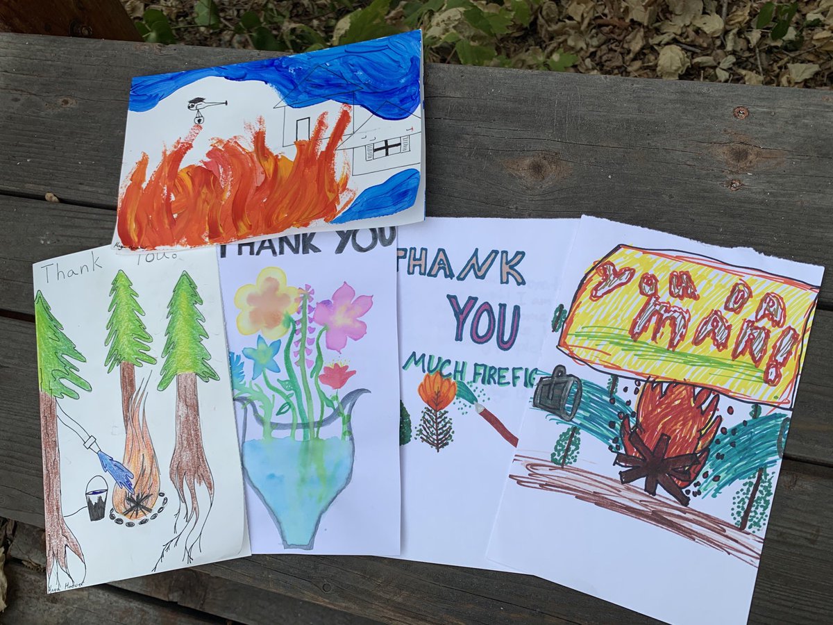 CALFIRECZU's tweet photo. GRATITUDE: We have an address for you! If you’d like to send “thank you” cards, please send them to CAL FIRE CZU Headquarters 6059 Highway 9, Felton, CA, 95018. We CAN’T WAIT to see what you all come up with! 🥰 https://t.co/hRphBgMM3X