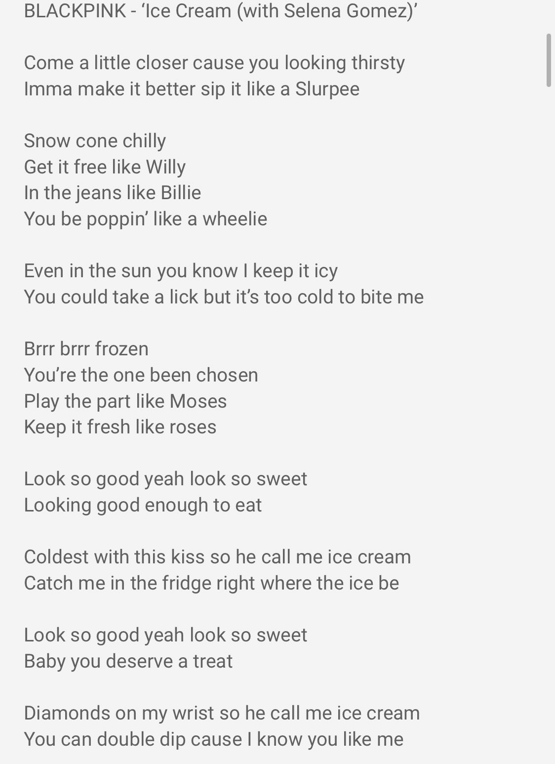 Ice cream cheap lyrics english