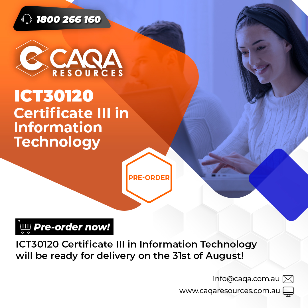 CaqaResources's tweet photo. ICT30120 & ICT40120 will be ready for delivery on Monday, 31st of August!
ICT50120 & ICT60120 will be ready for delivery on the 15th of September!
Additional electives available on request.
Pre-order: https://t.co/oDxA5elRQB
#discount CODE: GET40
#ICT #ictqualifications #CAQA https://t.co/6XH7qNlpyF