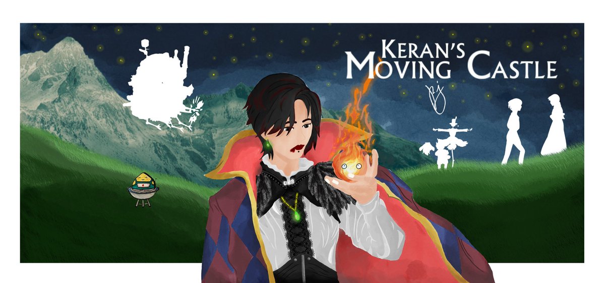 KERAN X HOWL NIGHT SCAPE EDITIONI mean Keran does look like Howl, and they're both gorgeous magical beingsAlso with Keran's fire symbol, you will definitely think of CalciferI really had fun customizing the whole outfit A definite fave