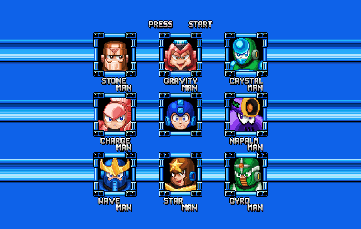 SazdxHikari's tweet photo. And it's done! :D I will try to upload the process later because it was a bit of a long one, haha, but here goes #Megaman 5's #StageSelect ^^ #Capcom #Fanart #PixelArt #Art #ドット絵 #pyxelEdit @PyxelEdit #pixel_dailies @Pixel_Dailies https://t.co/zqlLbDKB1Q